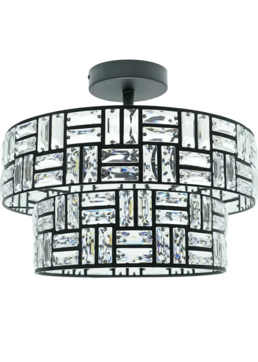 ValueLights Elise Matte Black Pendant Light with Black Tiered Shade