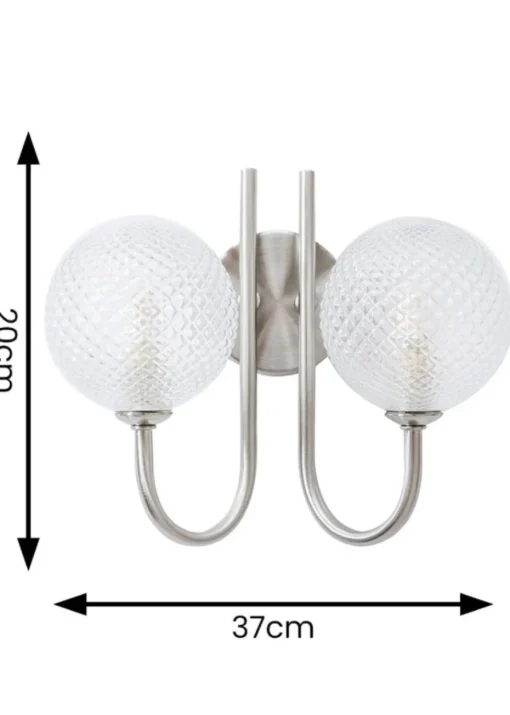 ValueLights Elle Brushed Silver Wall Light with Clear Globe Shade (20cm x 24cm x 13.5cm)
