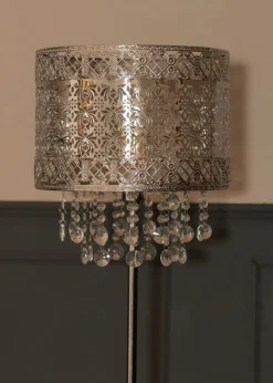 ValueLights Enna Silver Metal Floor Lamp (162.5cm x 33.5cm x 33.5cm)