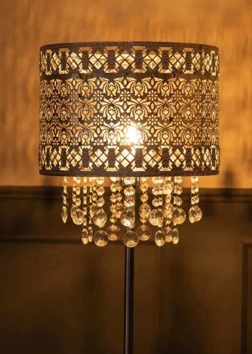 ValueLights Enna Silver Metal Floor Lamp (162.5cm x 33.5cm x 33.5cm)