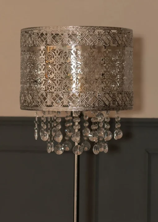 ValueLights Enna Silver Metal Floor Lamp (162.5cm x 33.5cm x 33.5cm)