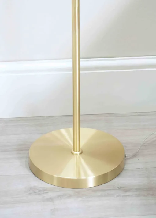ValueLights Frenchie  Gold Floor Lamp with Pink Globe Shade (150cm x 25cm x 25cm)