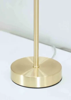 ValueLights Frenchie  Gold Table Lamp with Pink Globe Shade (41cm x 15cm x 15cm)