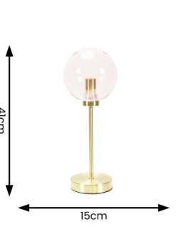 ValueLights Frenchie  Gold Table Lamp with Pink Globe Shade (41cm x 15cm x 15cm)