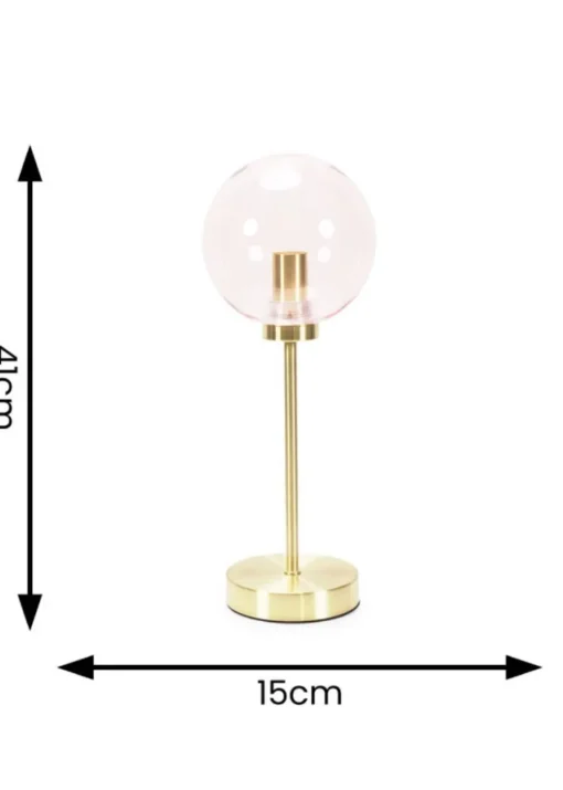 ValueLights Frenchie  Gold Table Lamp with Pink Globe Shade (41cm x 15cm x 15cm)