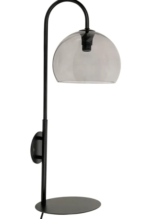 ValueLights Glenn Smoked Glass Globe Shade Wall Light with Shelf