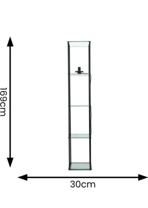 ValueLights Gobie  Black Floor Lamp with Clear Drum Shade (169cm x 30cm x 30cm)