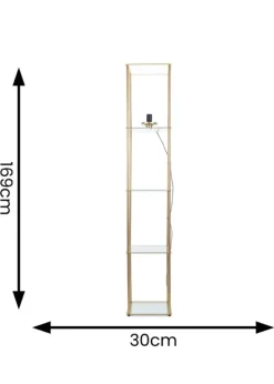 ValueLights Gobie Gold Floor Lamp with Gold Drum Shade (169cm x 30cm x 30cm)