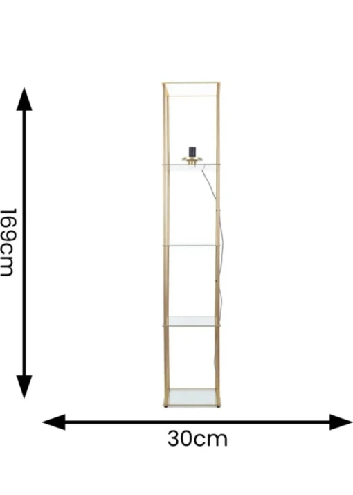 ValueLights Gobie Gold Floor Lamp with Gold Drum Shade (169cm x 30cm x 30cm)