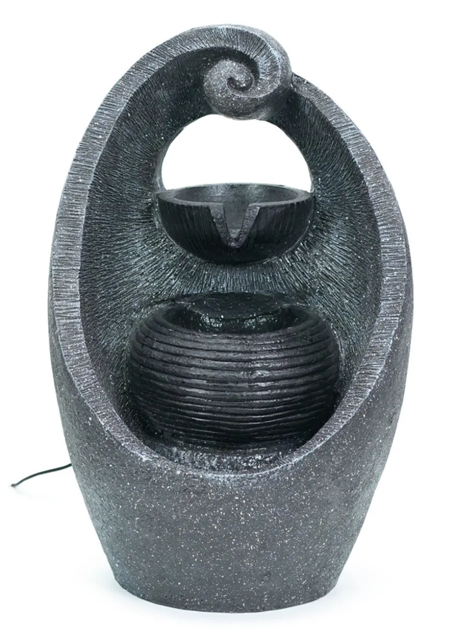 ValueLights Grey Swirl Design Solar Water Fountain (40cm x 17cm x 25cm)