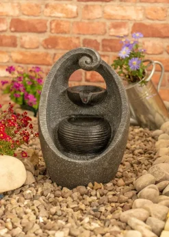 ValueLights Grey Swirl Design Solar Water Fountain (40cm x 17cm x 25cm)