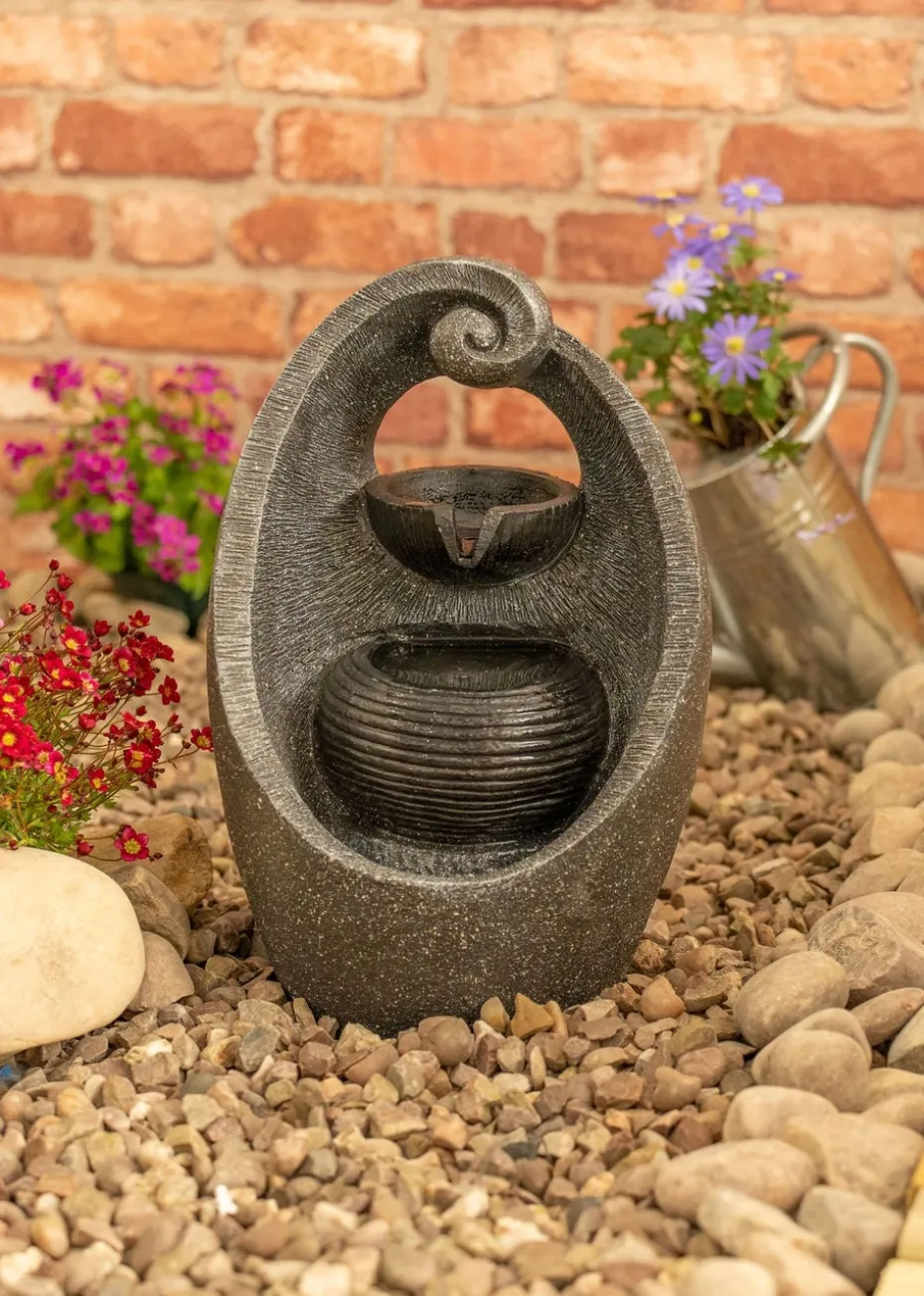 ValueLights Grey Swirl Design Solar Water Fountain (40cm x 17cm x 25cm)