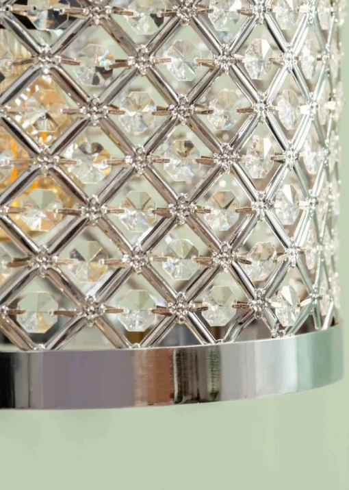 ValueLights Hadley Polished Silver Drum Ceiling Pendant Shade (16.5cm x 24cm x 24cm)