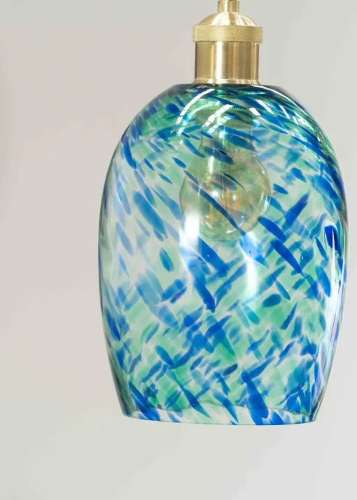 ValueLights India Glass Marble Effect Green Dome Ceiling Pendant Shade