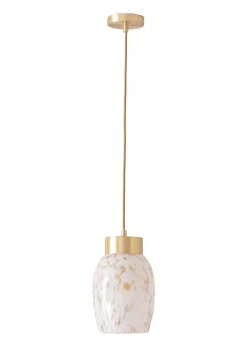 ValueLights India White Confetti Glass Shade Brushed Gold Capped Ceiling Pendant Light