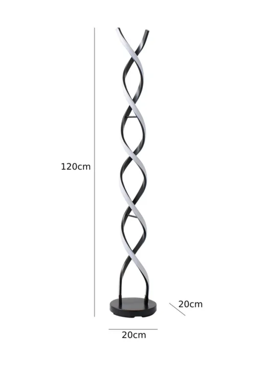ValueLights Infinity Matt Black Double Twist Integrated LED Floor Lamp (120cm x 20cm x 20cm)