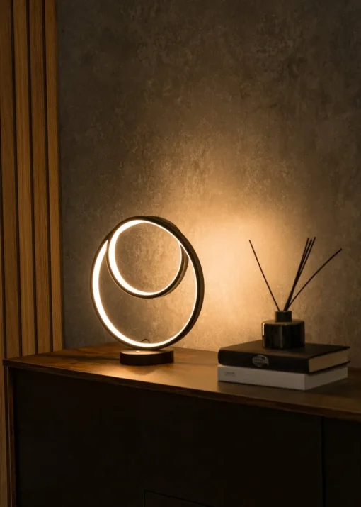 ValueLights Infinity Matt Black Loop Integrated LED Table Lamp (32cm x 30cm x 12cm)