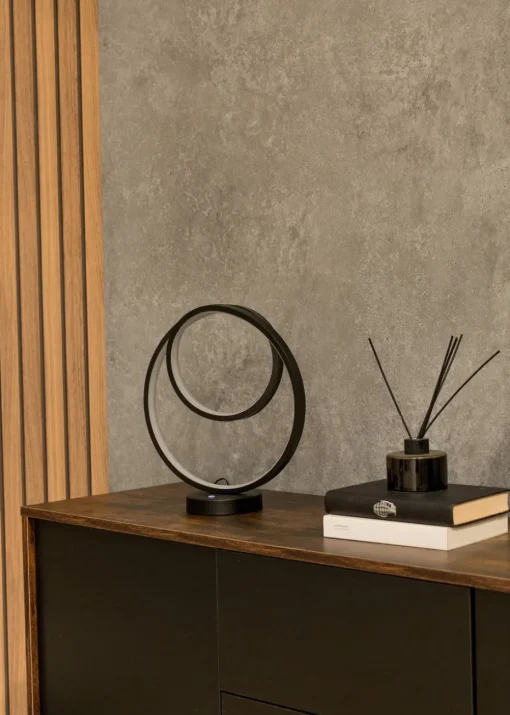 ValueLights Infinity Matt Black Loop Integrated LED Table Lamp (32cm x 30cm x 12cm)
