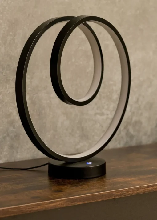 ValueLights Infinity Matt Black Loop Integrated LED Table Lamp (32cm x 30cm x 12cm)