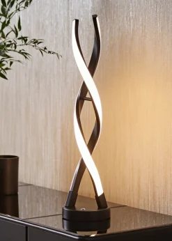 ValueLights Infinity Matt Black Double Twist Integrated LED Table Lamp (48cm x 12cm x 12cm)