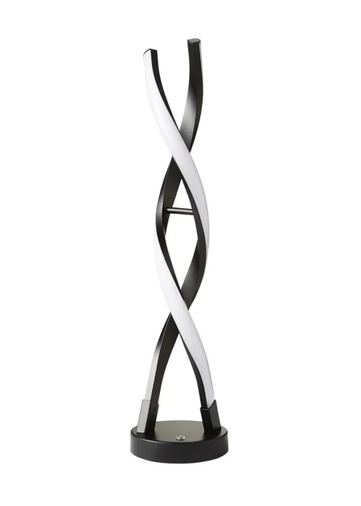 ValueLights Infinity Matt Black Double Twist Integrated LED Table Lamp (48cm x 12cm x 12cm)