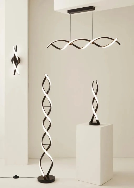 ValueLights Infinity Matt Black Double Twist LED Ceiling Light (100cm x 97cm x 11cm)