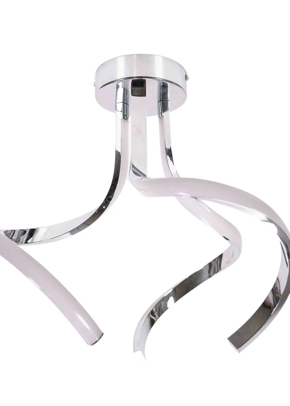 ValueLights Infinity Silver Flush Light with White Shade Integrated LED (38cm x 35cm x 34.5cm)