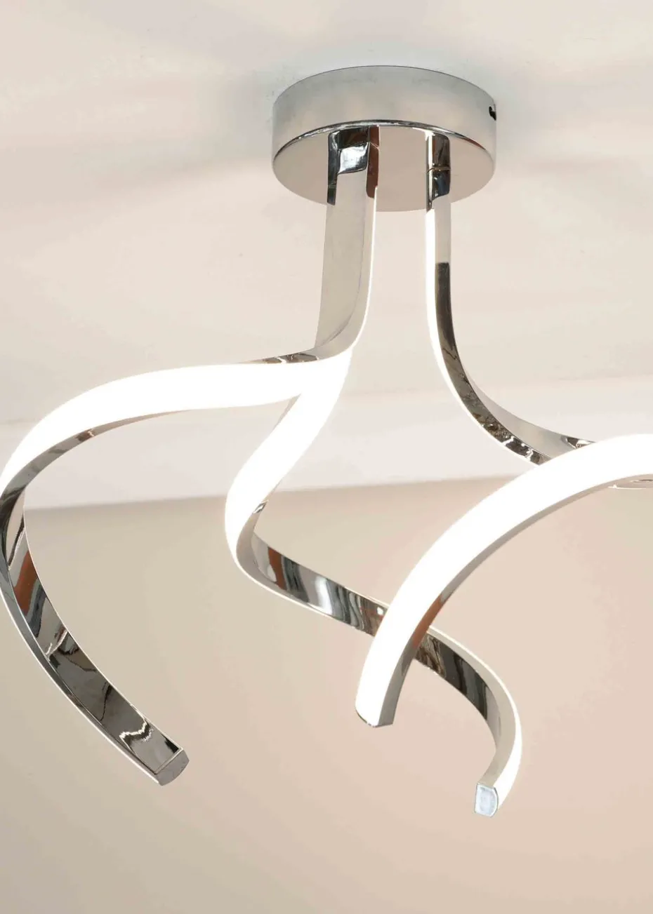 ValueLights Infinity Silver Flush Light with White Shade Integrated LED (38cm x 35cm x 34.5cm)