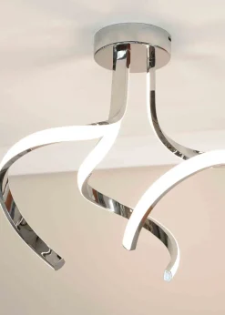 ValueLights Infinity Silver Flush Light with White Shade Integrated LED (38cm x 35cm x 34.5cm)