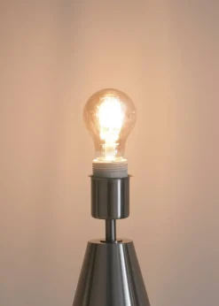 ValueLights Jax Dimmable Plated Silver Table Lamp with Small Drum Shade