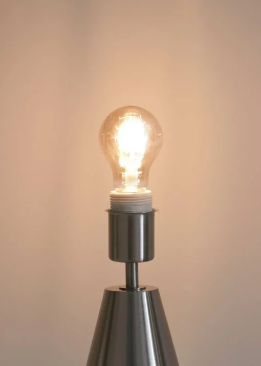 ValueLights Jax Dimmable Plated Silver Table Lamp with Small Drum Shade