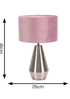 ValueLights Jax Dimmable Plated Silver Table Lamp with Small Drum Shade
