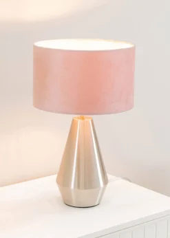 ValueLights Jax Dimmable Plated Silver Table Lamp with Small Drum Shade