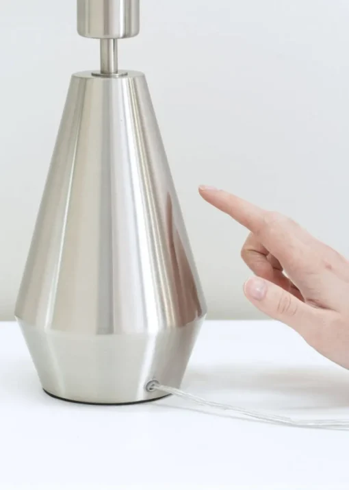 ValueLights Jax Dimmable Plated Silver Table Lamp with Small Drum Shade