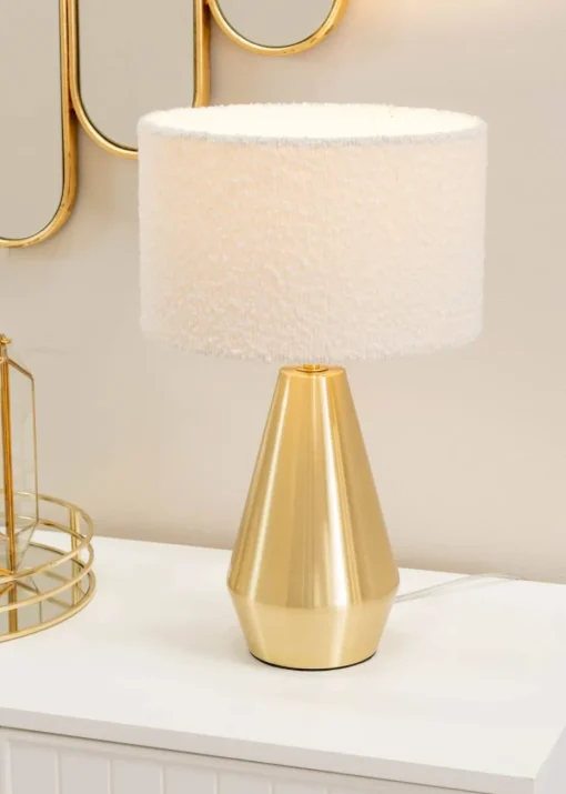 ValueLights Jax Dimmable Antique Gold Table Lamp with Small Drum Shade