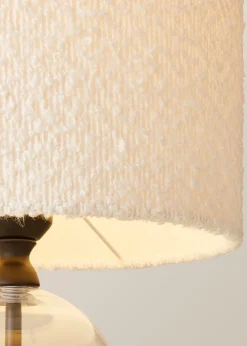 ValueLights Jessy Black Glass Table Lamp Cream Boucle Shade (41cm x 25cm)