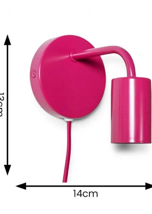 ValueLights Jordy Raspberry Colour Pop Plug In Wall Light (13cm x 14cm x 10cm)