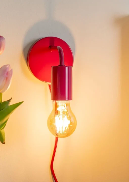 ValueLights Jordy Raspberry Colour Pop Plug In Wall Light (13cm x 14cm x 10cm)