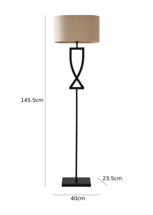 ValueLights Katniss Black Metal FLoor Lamp (145.5cm x 40cm x 25cm)