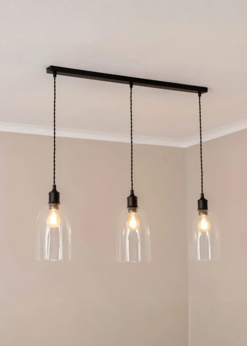 ValueLights Kira Glass Cloche Dome 3 Drop Bar Diner Ceiling Pendant Light