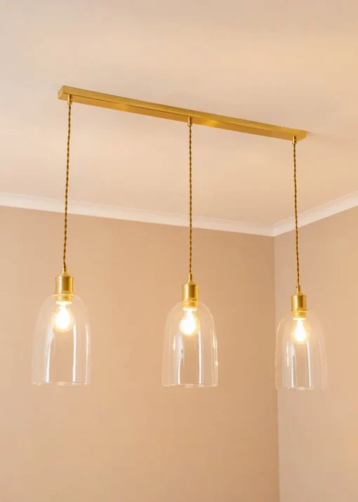 ValueLights Kira Glass Cloche Dome 3 Drop Bar Diner Ceiling Pendant Light