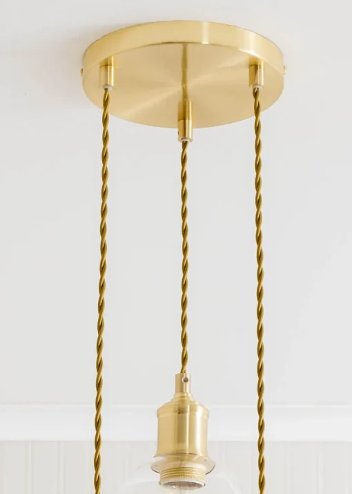 ValueLights Kira Glass Cloche Dome 3 Drop Cluster Brushed Gold Ceiling Pendant Light