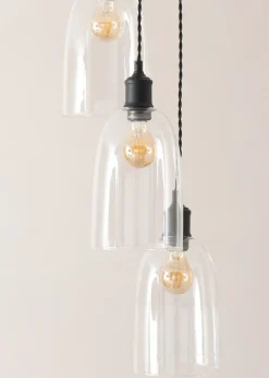 ValueLights Kira Glass Cloche Dome 3 Drop Cluster Matte Black Ceiling Pendant Light