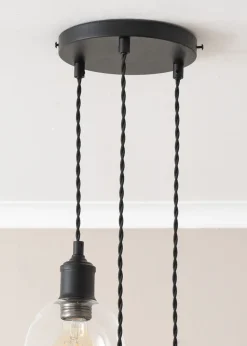 ValueLights Kira Glass Cloche Dome 3 Drop Cluster Matte Black Ceiling Pendant Light