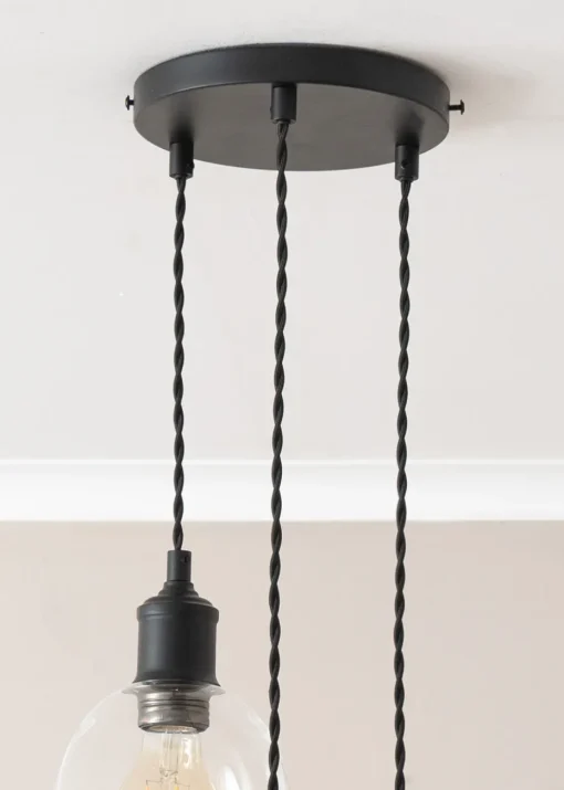 ValueLights Kira Glass Cloche Dome 3 Drop Cluster Matte Black Ceiling Pendant Light