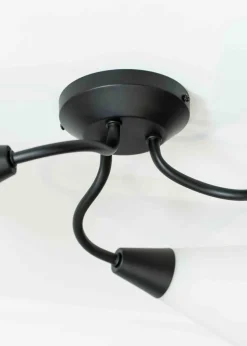 ValueLights Kristina Black Semi-Flush Light with White Uplighter Shade (16.5cm x 44cm x 44cm)