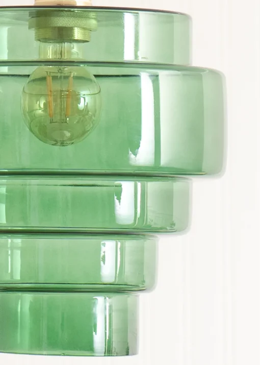 ValueLights Lane Green Glass 5 Tier Layered Easy Fit Ceiling Pendant Lamp Shade