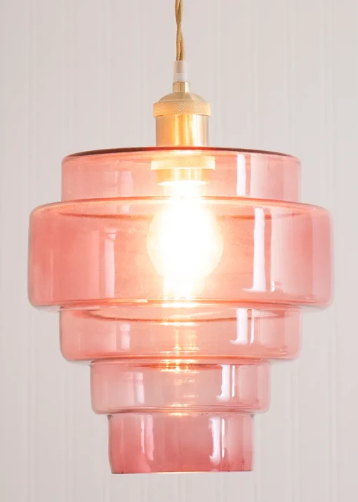 ValueLights Lane Pink Glass 5 Tier Layered Easy Fit Ceiling Pendant Lamp Shade
