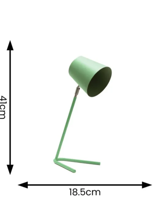 ValueLights Lark  Green Table Lamp with Green Tapered Shade (41cm x 18.5cm x 15cm)