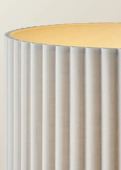 ValueLights Lenny Drum Lamp Shade Colour Drench Ribbed Fabric Midi Floor Lamp